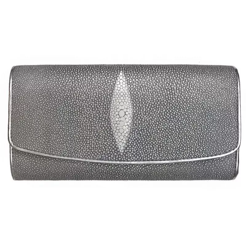 

Женский кошелек из натуральной кожи ската, цвет серебро ST 52 Silver