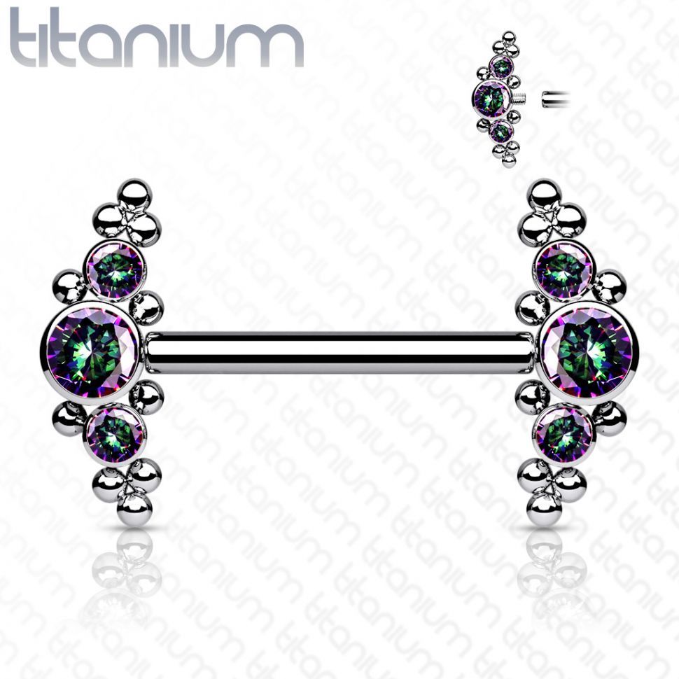 

Титановая штанга для пирсинга сосков PiercedFish TIK09 с фианитами (Фиолетовый)