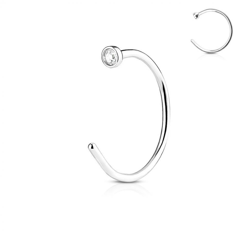 

Серьга полукольцо для пирсинга крыла носа PiercedFish NOCP3 из стали с фианитом (2 мм, 0.8 мм, 10 мм)
