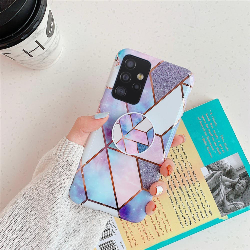 Силиконовый чехол с принтом и попсокетом для Samsung A52 Голубой ...