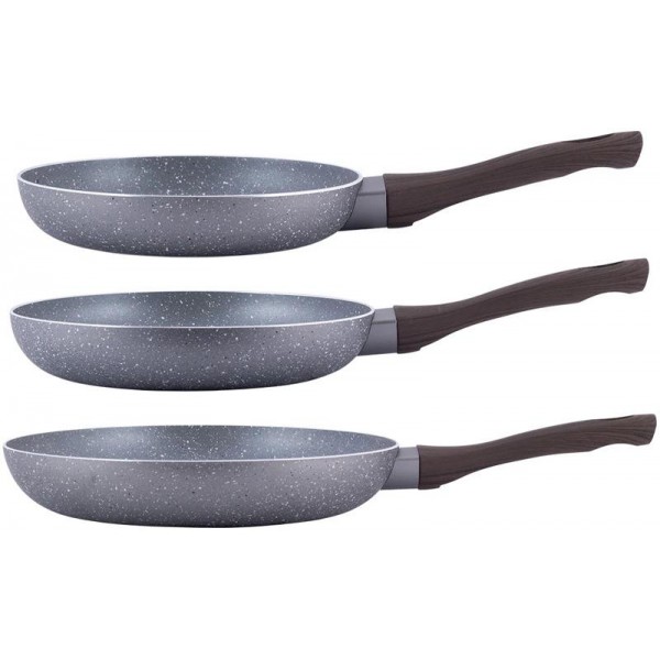 

Набір сковорід Kamille Gregers Grey Ø20см, Ø24см, Ø28см з антипригарним покриттям ILAG