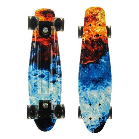 

Пенни борд (Penny Board) 25, Колеса светящиеся, двухсторонний окрас, огонь и лед