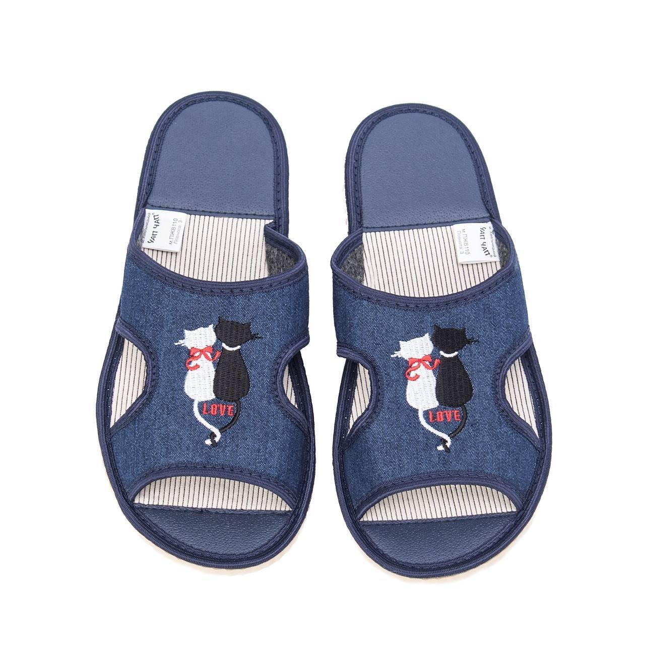 

Домашние тапочки Sweet Slippers 39р джинс Котики открытые