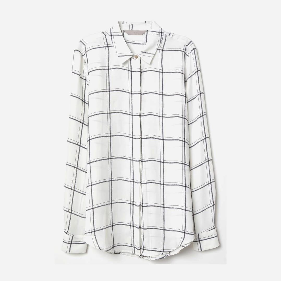 

Блузка H&M 060695632_whitegrey 44 Белая с серым