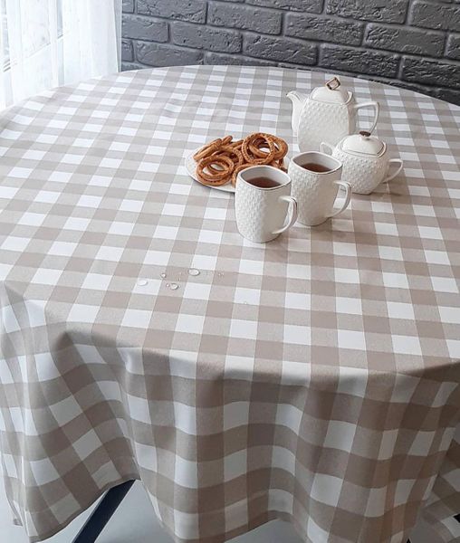 

Скатерть с тефлоновым покрытием MacroHorizon Клетка Крупная Бежевая, 140*170 см