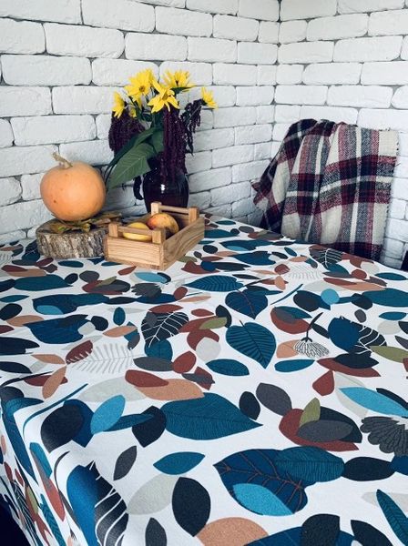 

Скатерть с тефлоновым покрытием MacroHorizon Листопад Изумрудно-Коричневый, Овал 140*220 см