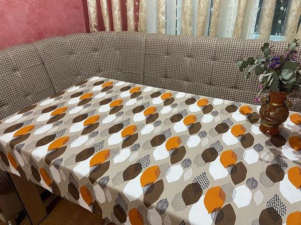 

Скатерть с тефлоновым покрытием MacroHorizon Дорожка из листьев Оранж, Овал 140*220 см