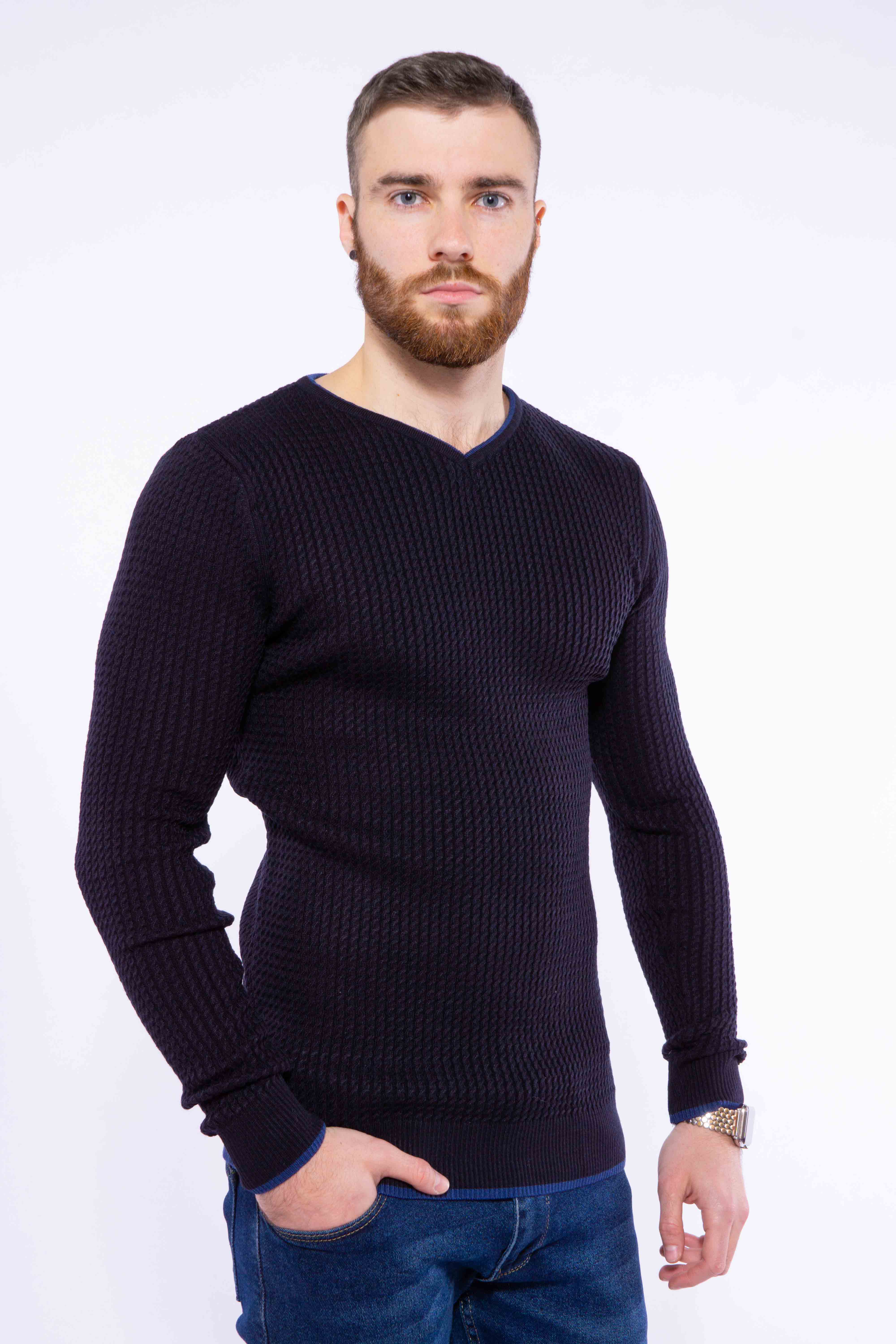 

Пуловер однотонный Time of Style 606F002 XL Чернильный