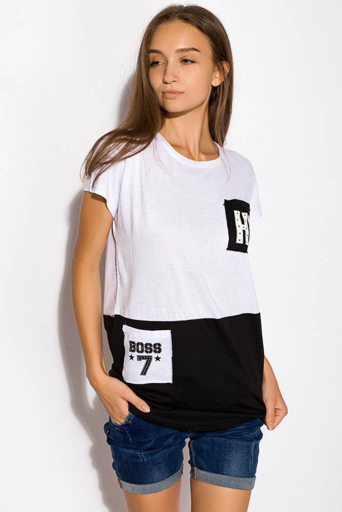 

Футболка женская двухцветная 317F070 Time of Style 317f070  Белый, Футболка женская двухцветная 317F070 Time of Style 317f070 S Белый