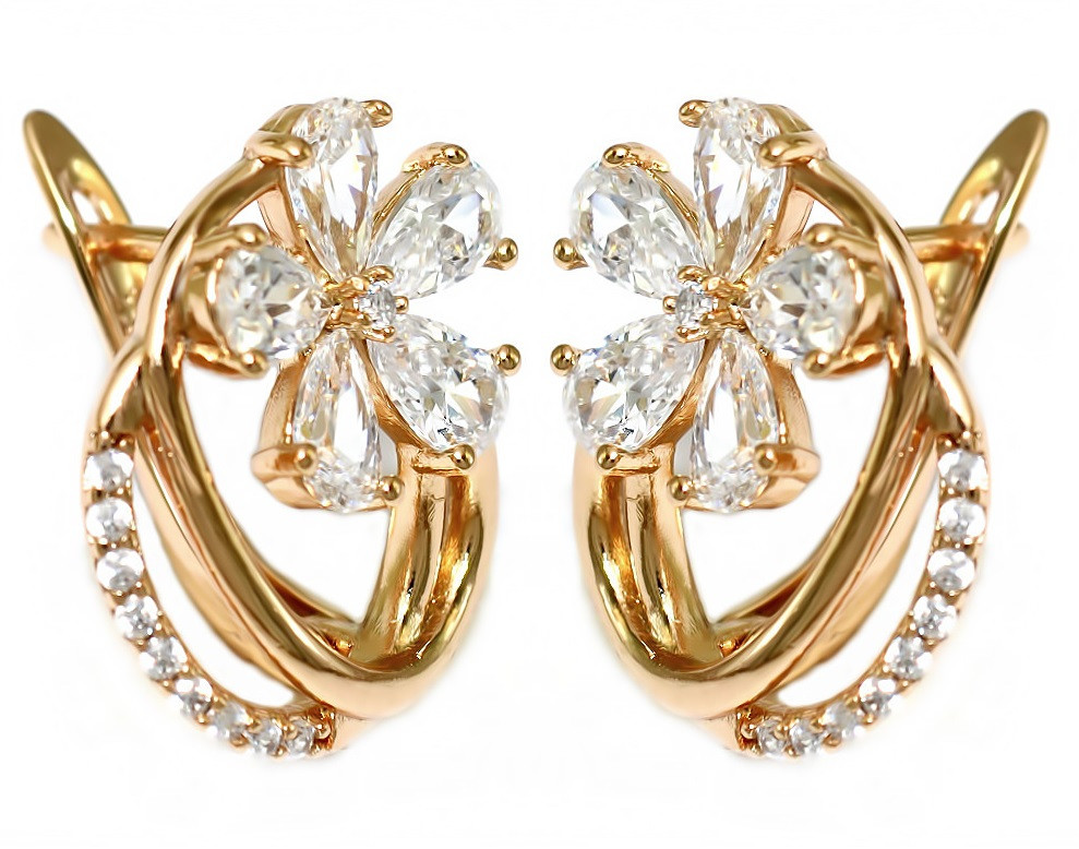 

Серьги Xuping с цирконами Медицинское золото Позолота 18К 1,7 см. хс-372