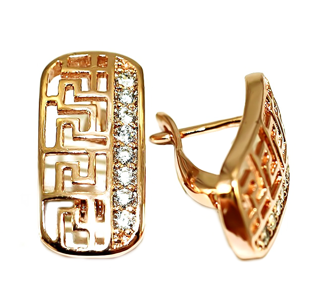 

Серьги Xuping с цирконами Медицинское золото Позолота 18К 2 см. хс-1897