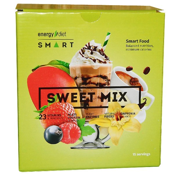 

Заменитель питания Energy Diet Smart Sweet Mix Green ассорти из 5 коктейлей сбалансированное питание для снижения веса 15 пакетиков-саше (55555)