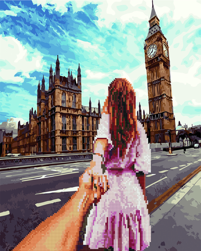 

Алмазная картина мозаика-раскраска 40*50 Следуй за мной в Лондоне