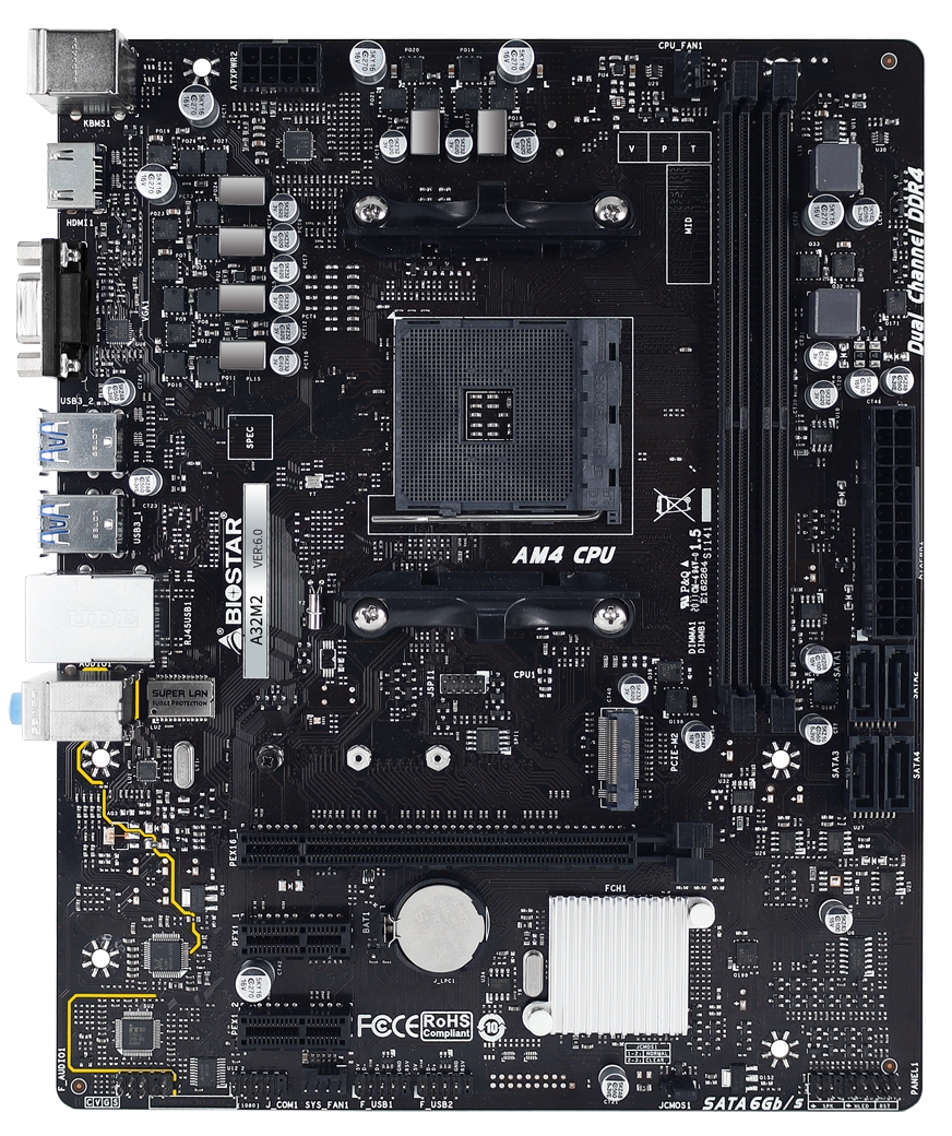 

Материнская плата Biostar A32M2 sAM4 A320 2xDDR4 HDMI-VGA mATX (JN63A32M2)