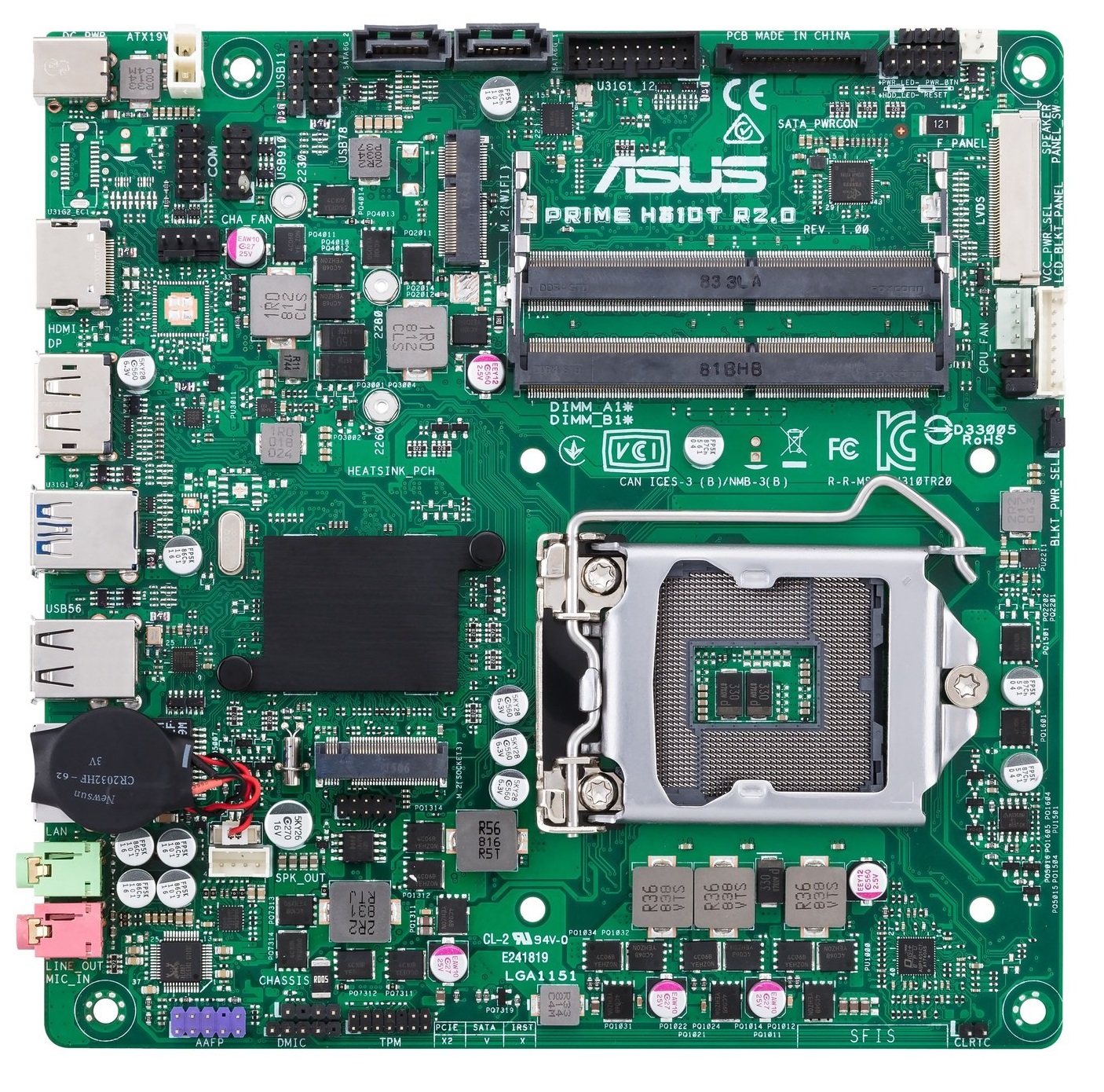 

Материнская плата ASUS PRIME_H310T_R2.0 s1151 H310 2xDDR4 SO-DIMM, HDMI-DP-LVDS, mITX DC power CSM (JN63PRIME_H310T_R2.0_CSM)
