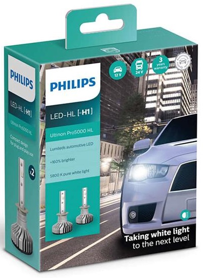 

Лампа светодиодная Philips H1 Ultinon Pro5000 +160%, 2 шт/комплект (JN6311258U50CWX2)