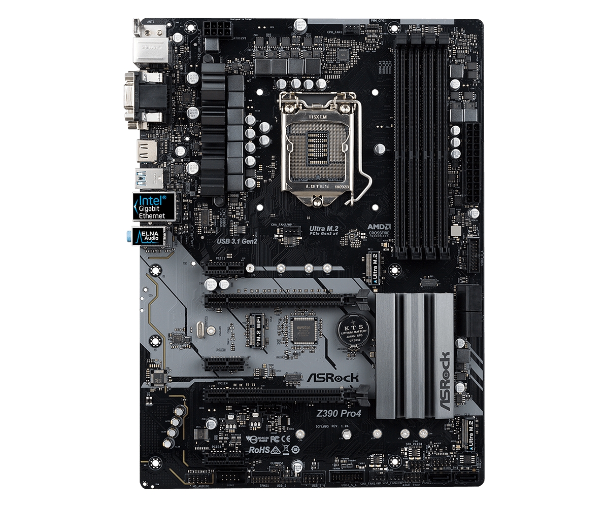 

Материнская плата ASRock Z390_PRO4 s1151 Z390 4xDDR4 USB3.1 M.2 HDMI-DVI-VGA Type C ATX (JN63Z390_PRO4)