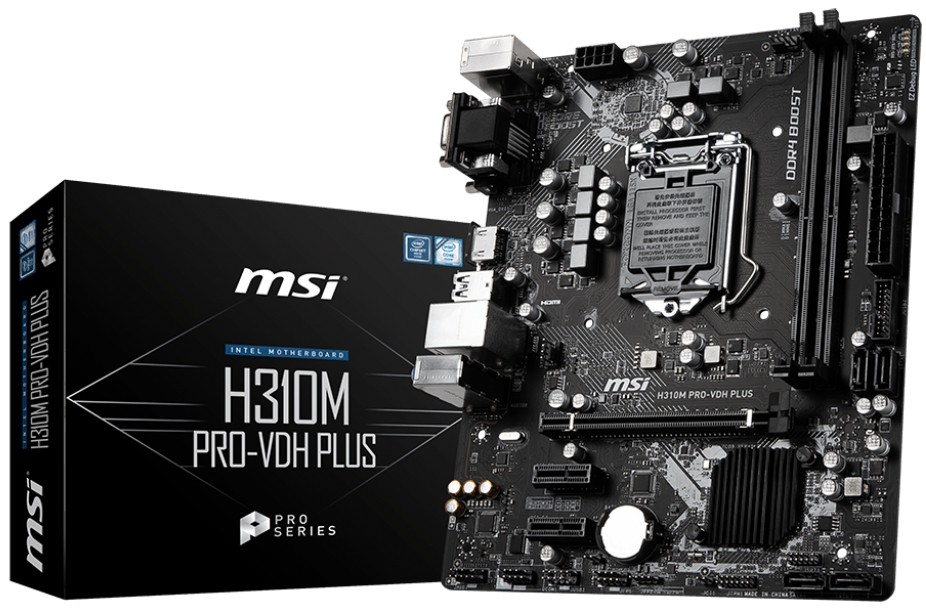 

Материнcкая плата MSI H310M_PRO-VDH_PLUS s1151 H310 2xDDR4 HDMI-DVI-VGA mATX (JN63H310M_PRO-VDH_PLUS)