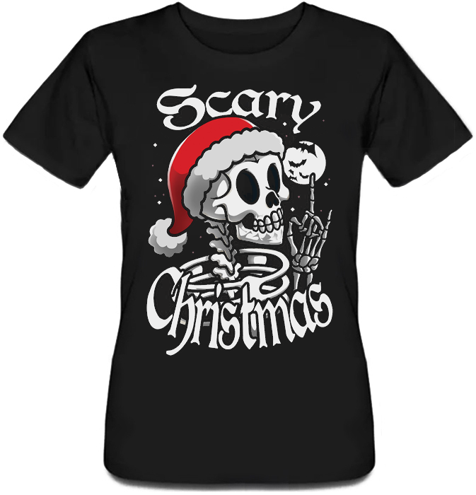 

Женская футболка Fat Cat Scary Christmas (чёрная) XXL 43108