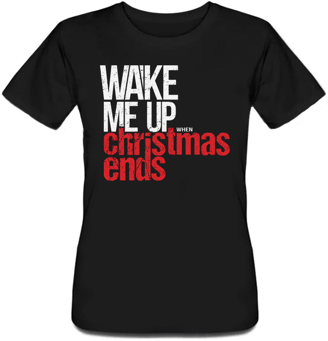 

Женская футболка Fat Cat Wake Me Up When Christmas Ends (чёрная)  42822, Женская футболка Fat Cat Wake Me Up When Christmas Ends (чёрная) M 42822