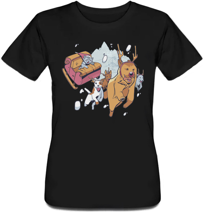 

Женская футболка Fat Cat Christmas Animal (чёрная) XXL 41623