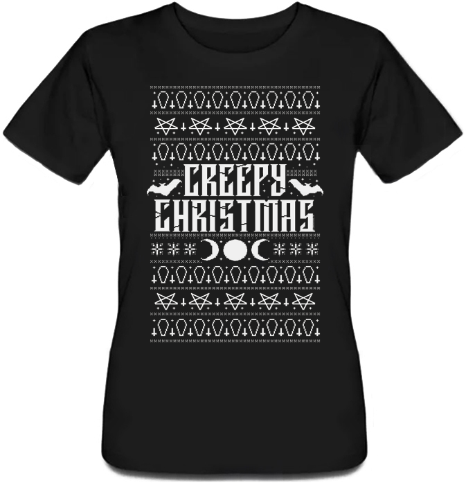 

Женская футболка Fat Cat Creepy Christmas (чёрная) XXL 43345
