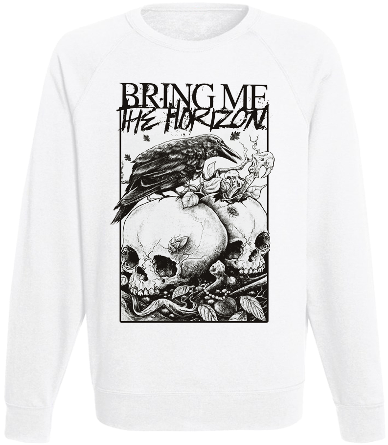 

Мужской свитшот Fat Cat Bring Me The Horizon "Skulls and Raven" (белый)  37701, Мужской свитшот Fat Cat Bring Me The Horizon "Skulls and Raven" (белый) M 37701