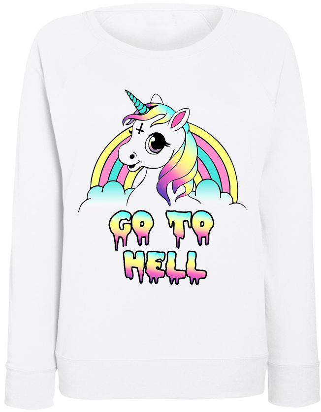 

Женский свитшот Fat Cat Unicorn - Go To Hell (белый)  37828, Женский свитшот Fat Cat Unicorn - Go To Hell (белый) XL 37828
