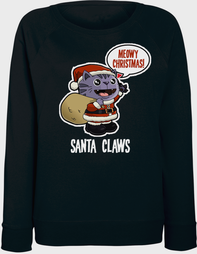 

Женский свитшот Fat Cat Meowy Christmas! Santa Claws (чёрный)  44712, Женский свитшот Fat Cat Meowy Christmas! Santa Claws (чёрный) XL 44712