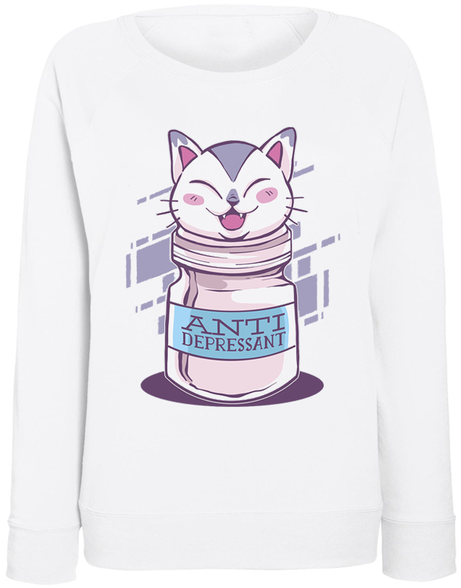 

Женский свитшот Fat Cat Cat Antidepressant (белый) XXL 40520