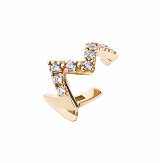 

Кафф серьга без прокола позолоченный кафф с фианитами Tiara Gold