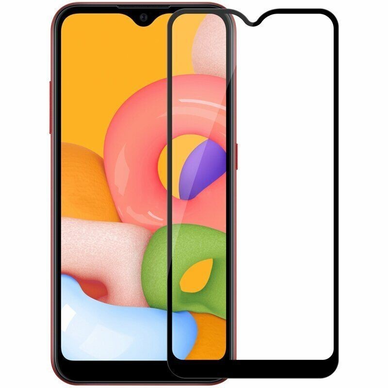 Защитное стекло Full Glue для телефона Samsung A01 2020 Черный / Black ...
