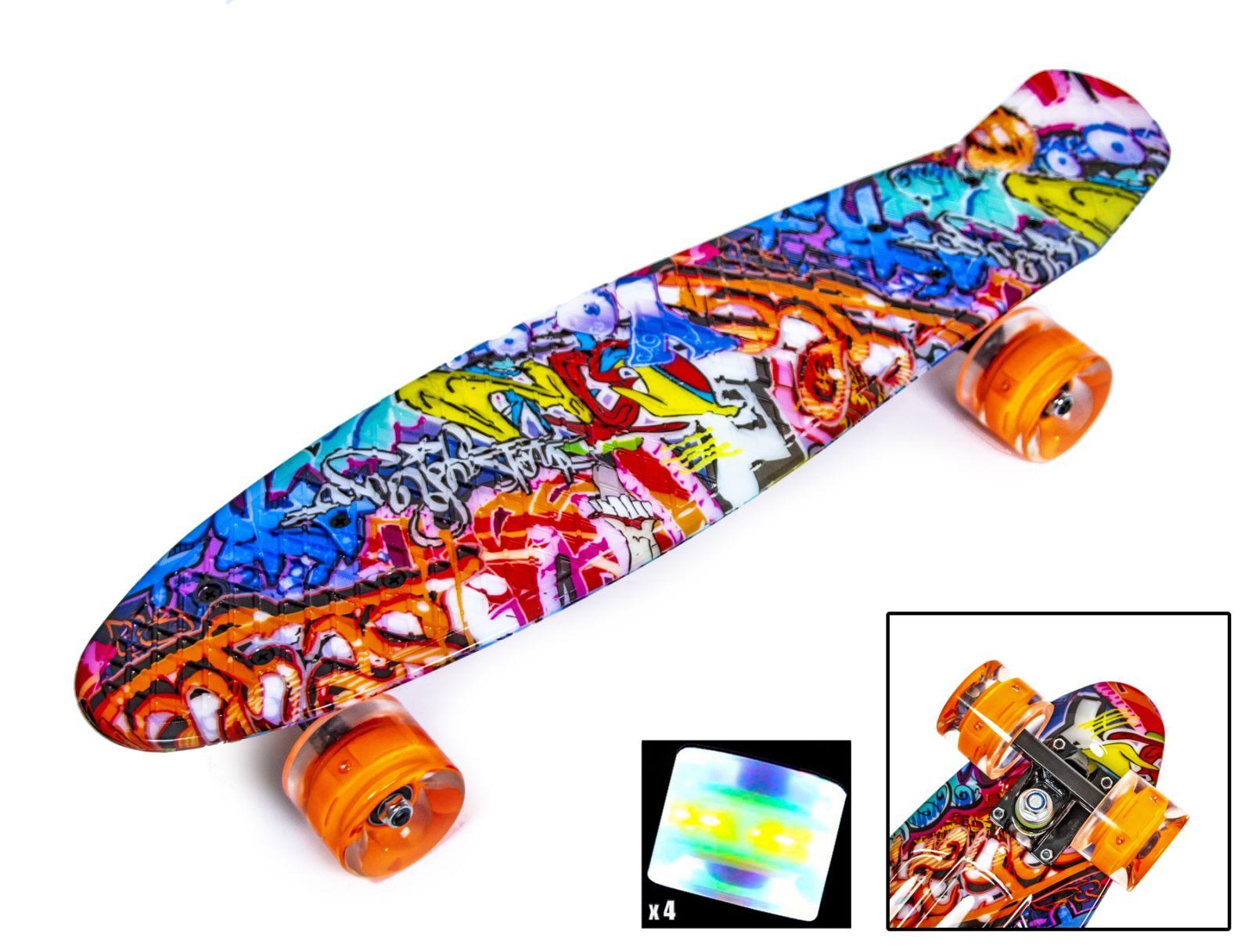 

Пенни Борд Penny Board "Orange Graffiti" Светящиеся колеса