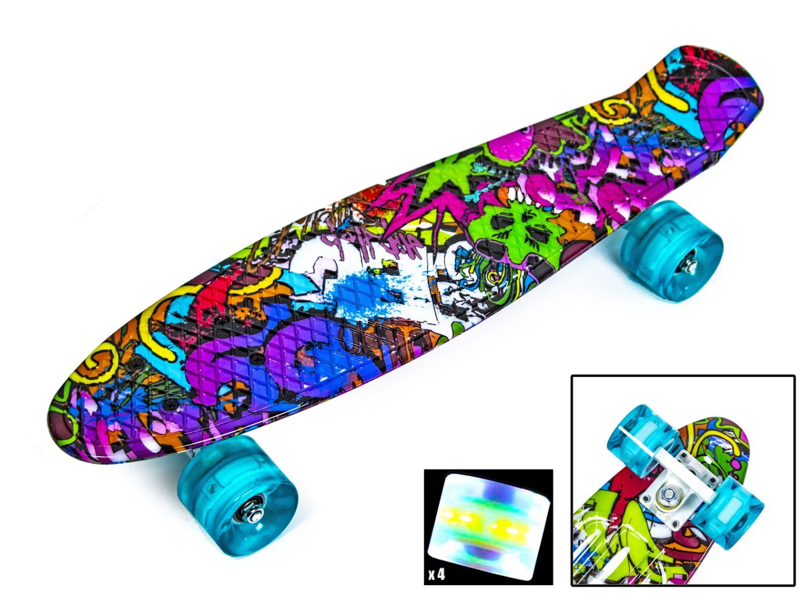 

Пенни Борд Penny Board "Graffiti Violet" Светящиеся колеса