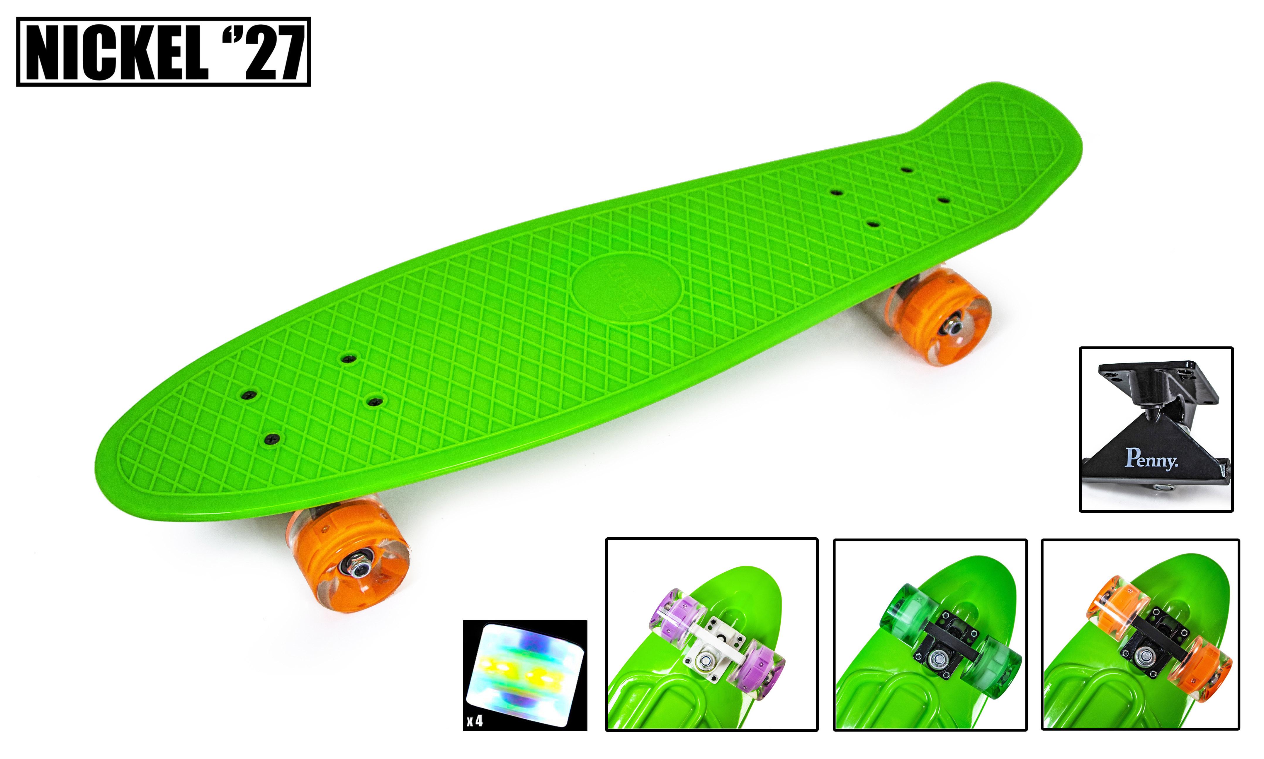 

Пенни Борд Penny Board Nickel 27" "Green " Светящиеся колеса