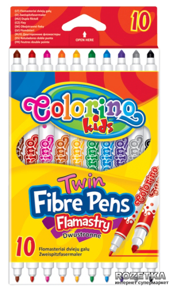 

Фломастеры Colorino Fibre Pens двухсторонние 10 цветов 10 шт (13451PTR/1)