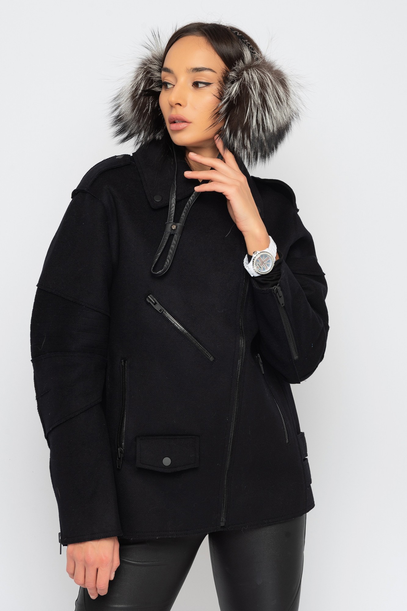 

Черное полупальто однобортное Alexander Wang- L (EUR-40)