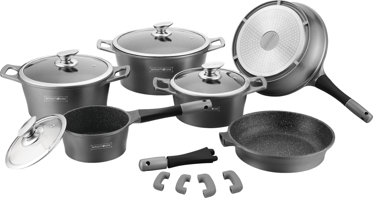

Набор кухонной посуды Royalty Line RL-ES2014M Black 14pcs мраморное покрытие