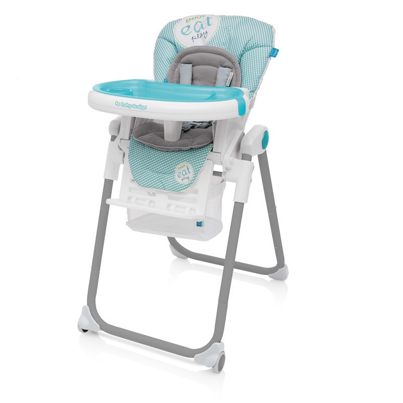 

Стульчик для кормления Baby Design Lolly Blue с колесами и корзиной + 5 позиций по высоте