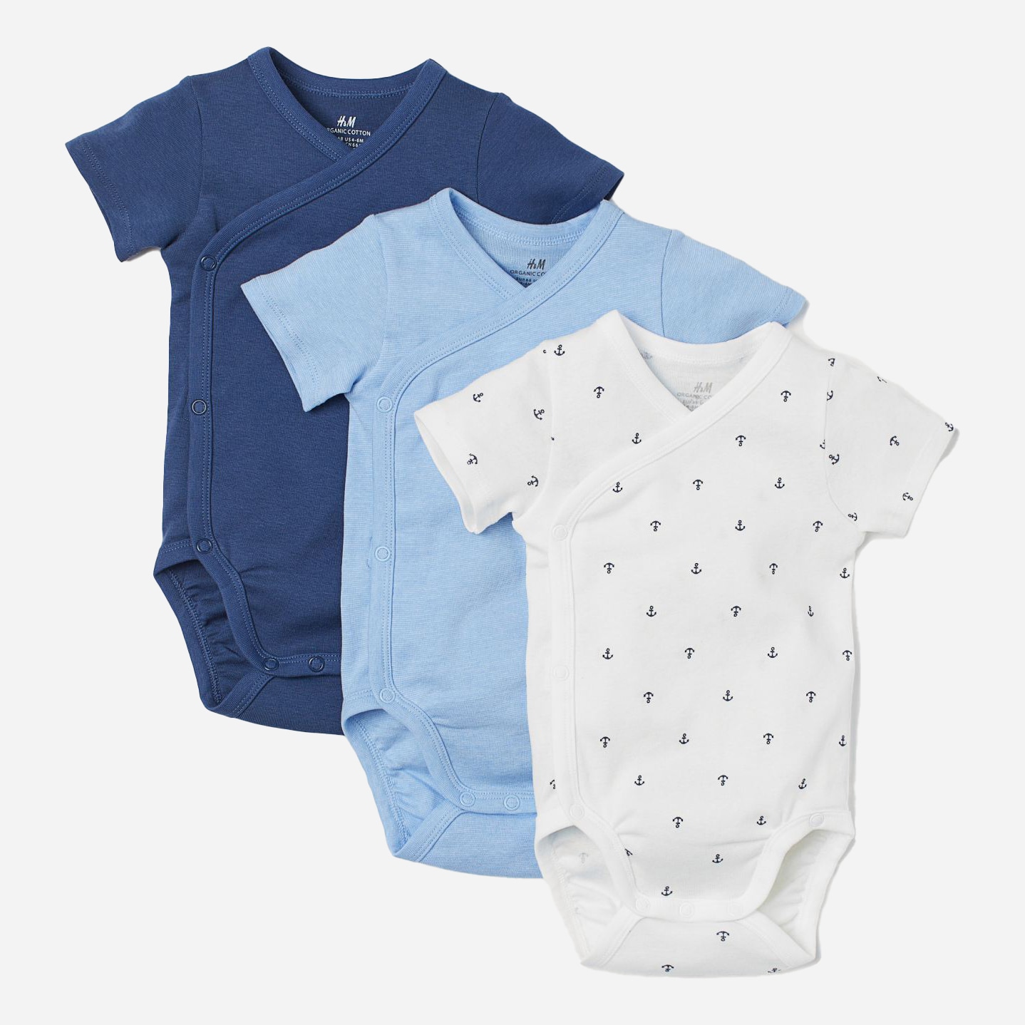 

Боди-футболка H&M 1307-7017849 3 шт 74см Белый/Синий