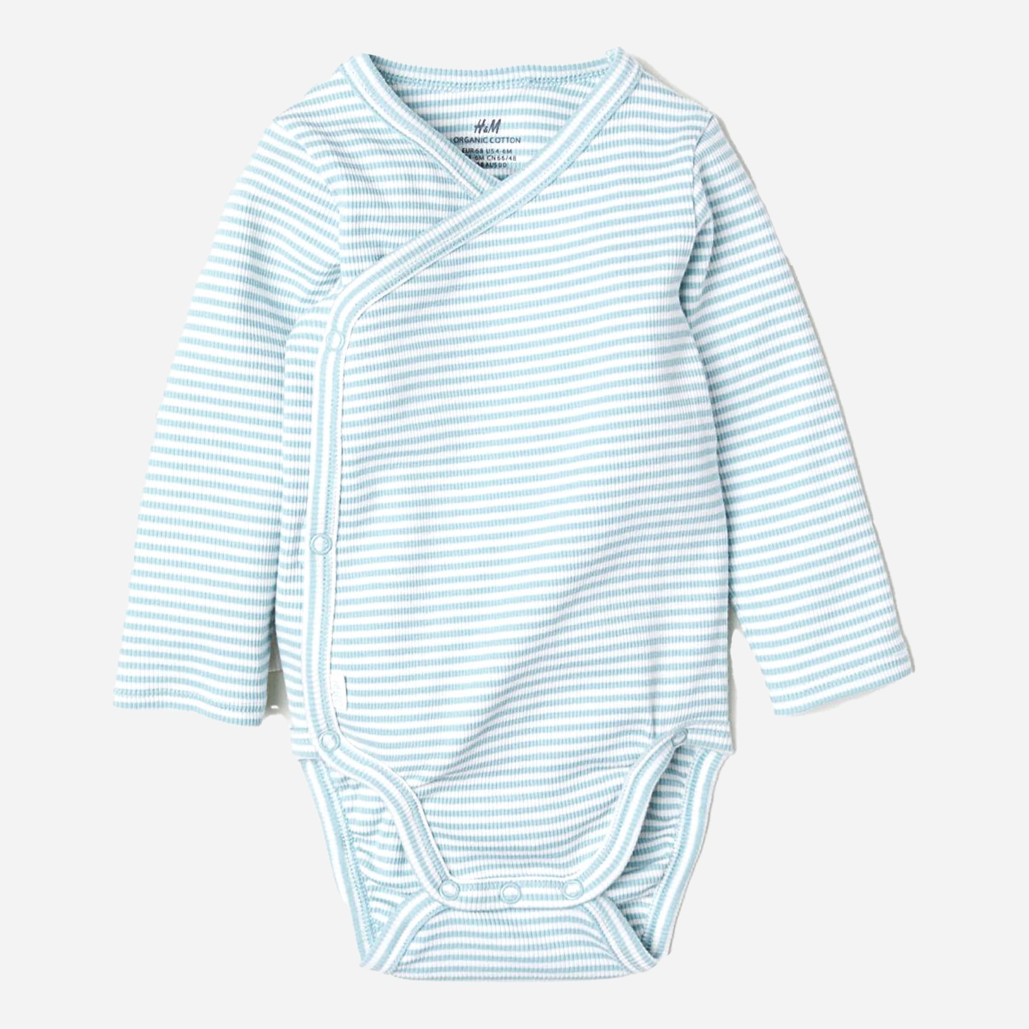 

Боди H&M 1507-62444382 74 см Бело-голубой/Полоска