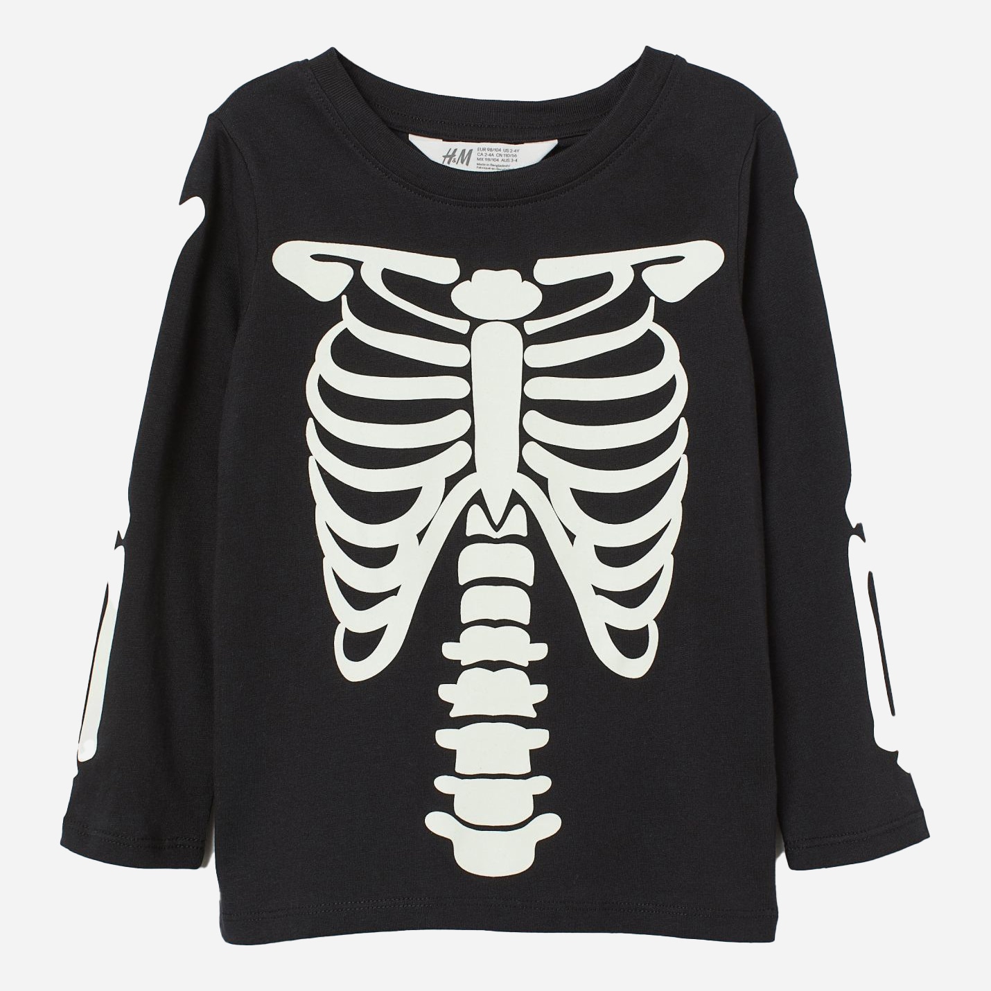 

Футболка с длинным рукавом H&M 504-7463070 122-128 см Черный/Принт