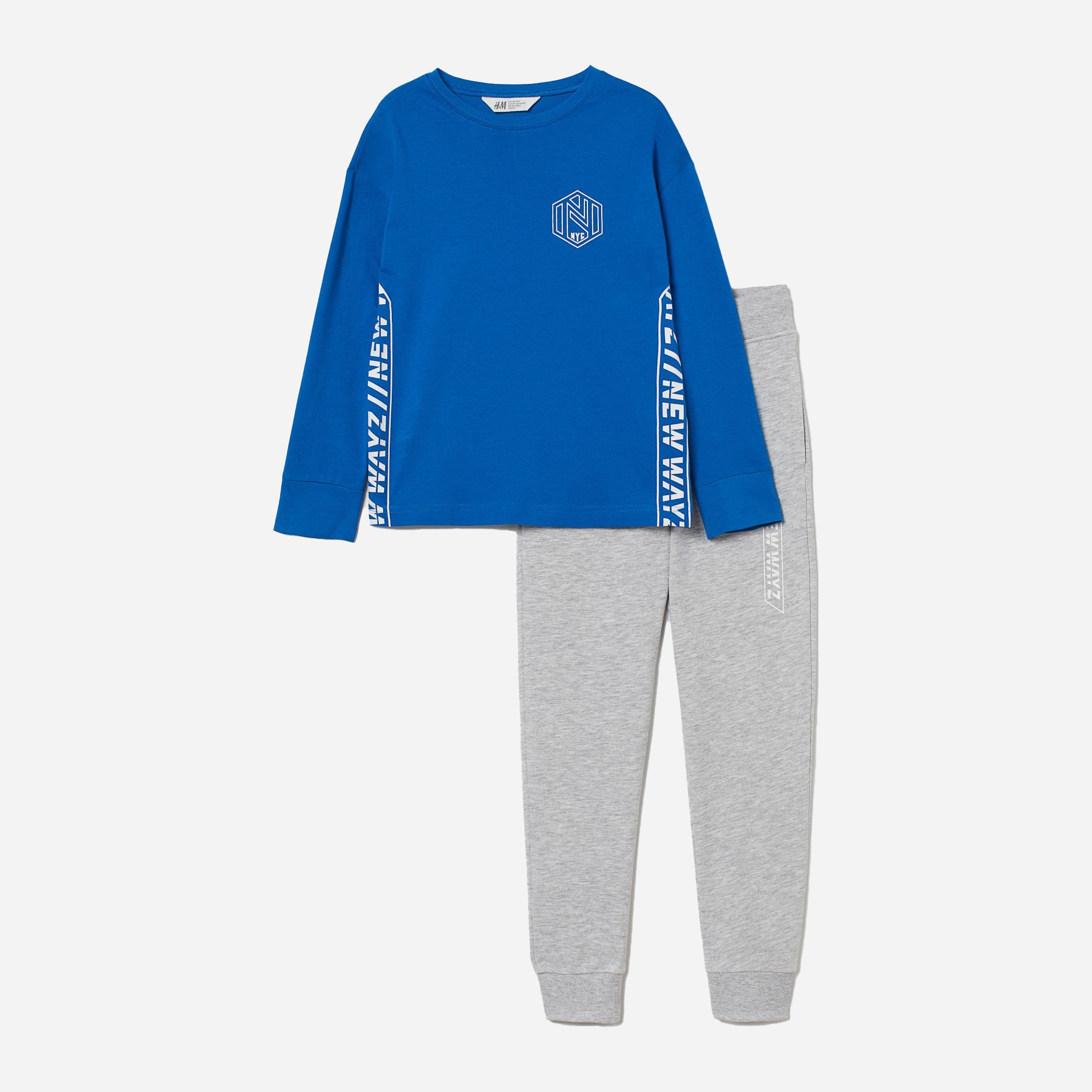 

Спортивный костюм (лонгслив + штаны) H&M 807-8967622 158 см Серо-синий
