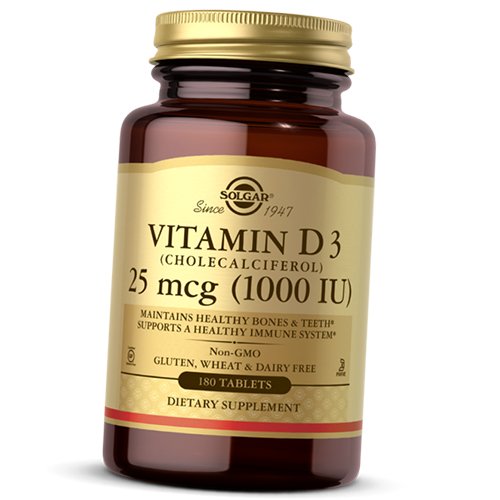 

Витамин Д3, Холекальциферол, Vitamin D3 1000 Tab, Solgar 180таб (36313177)
