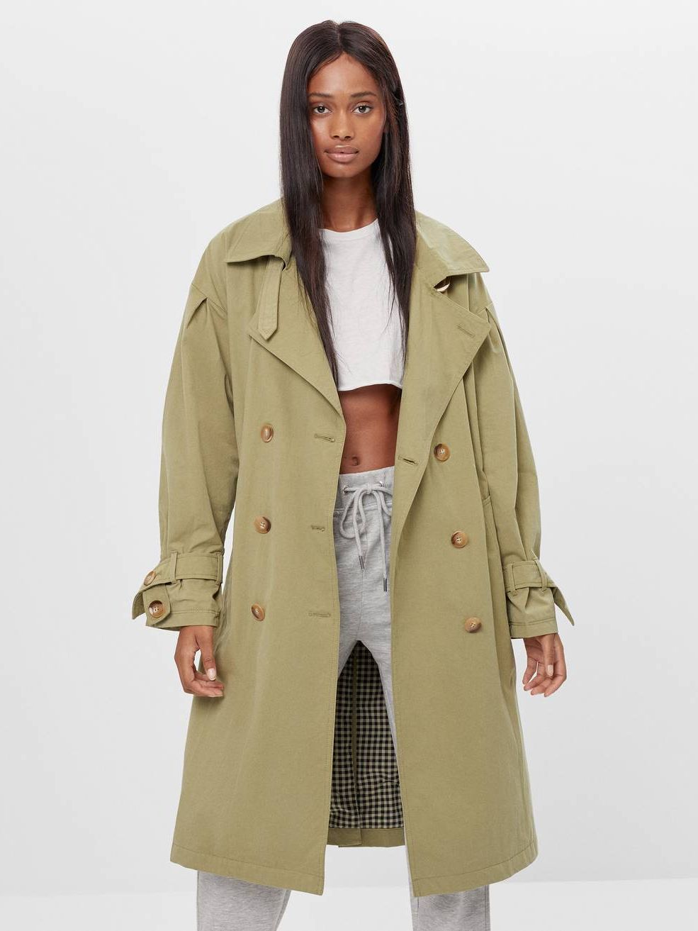 

Плащ Bershka 1360/085/506 M/L Оливковый
