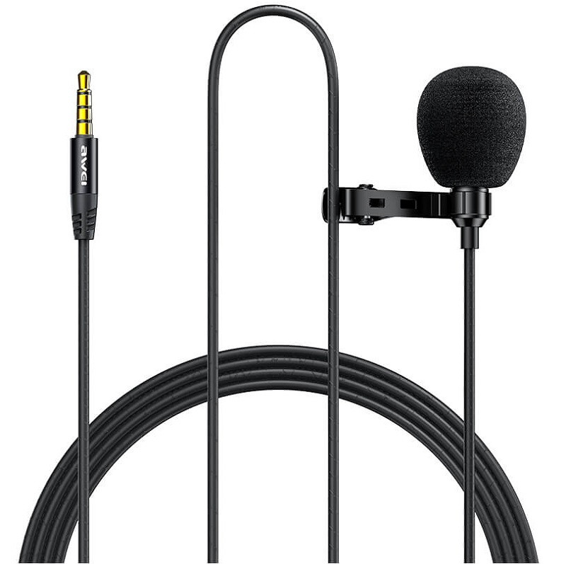 

Микрофон петличный Awei Lavalier MK1 3м черный (gr_017738)