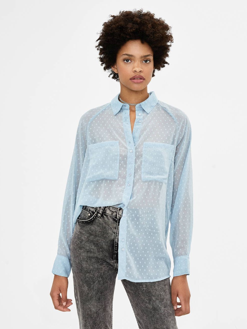 

Блузка Bershka 5833/494/106  Голубая, Блузка Bershka 5833/494/106 S Голубая