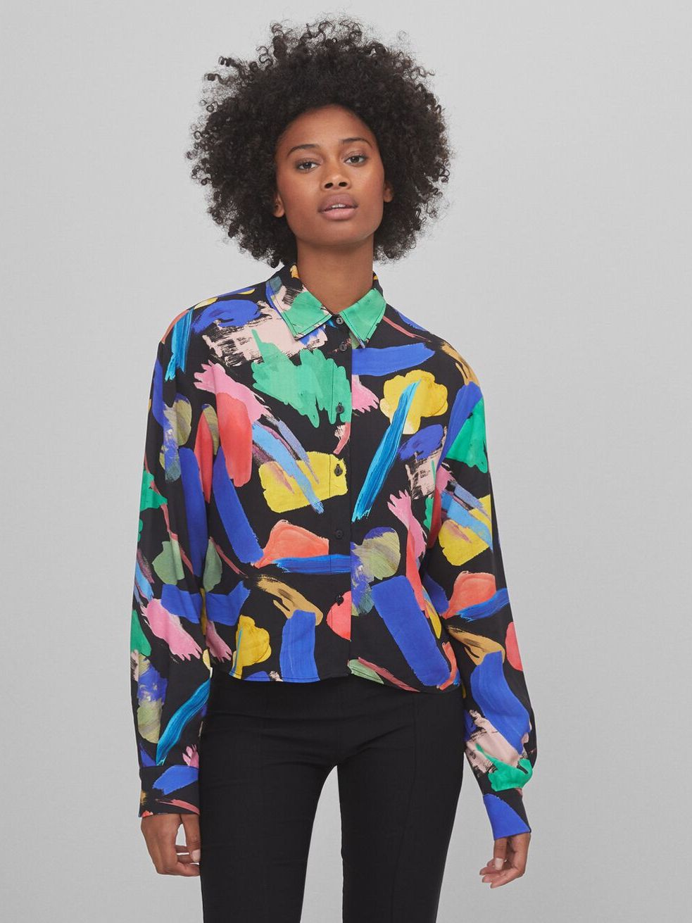 

Блузка Bershka 5918/966/060 XS Розовый/Желтый/Серый/Белый/Черный