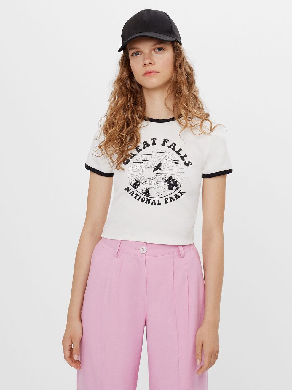 

Футболка Bershka 7557/326/712  Белая с черным, Футболка Bershka 7557/326/712 L Белая с черным