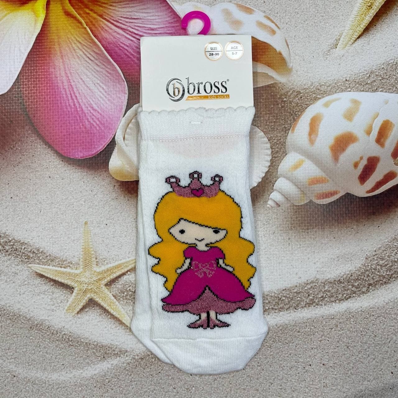 

Носки детские Bross 18-20р Принцесса Белые с розовым